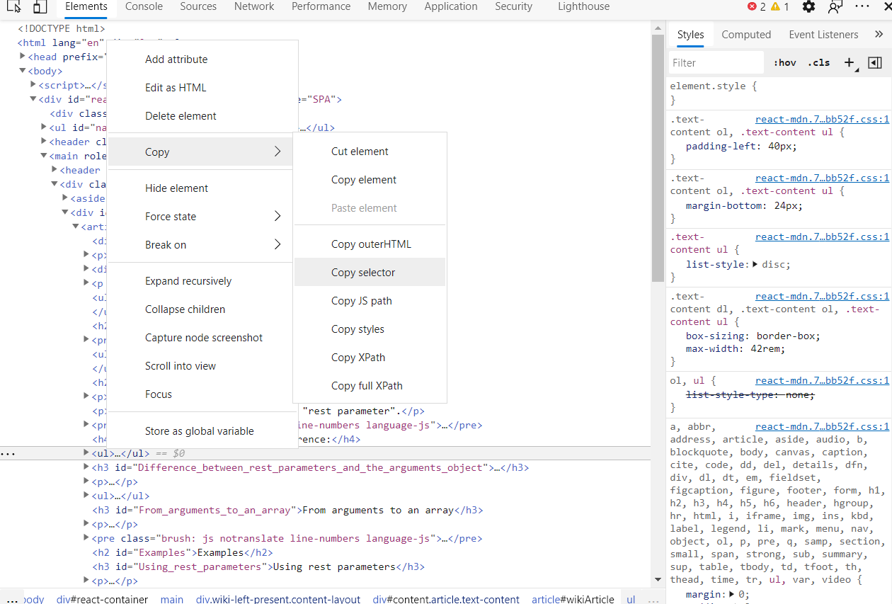 Chrome Developer Tool